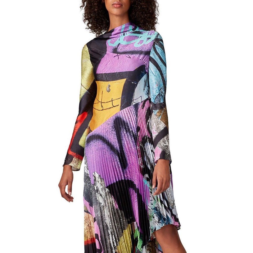 Marques’ Almeida Graffiti Print Pleated Dress